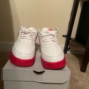 White and red Nike Air Force 1, Clean and in good condition.